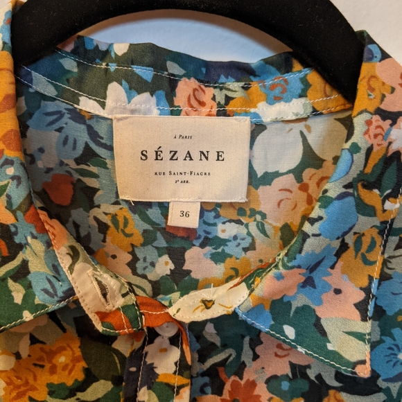 SOLD! Sezane Pierro Shirt Fall Flowers (36) - Picture 5 of 6